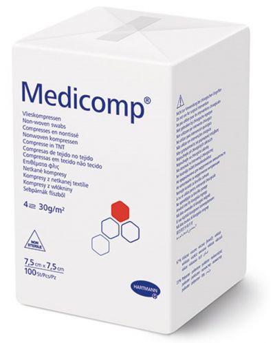 Medicomp Компреси от нетъкан текстил, нестерилни, 7.5 x 7.5 cm, 100 броя, Hartmann - 1