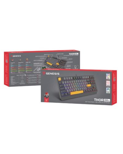 Механична клавиатура Genesis - Thor 230 TKL, Outemu Red, RGB, Anchor Gray Negative - 10
