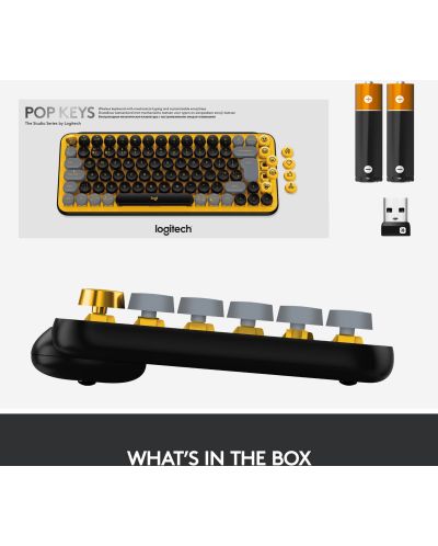 Механична клавиатура Logitech - POP Keys, безжична, Brown, жълта/черна - 8
