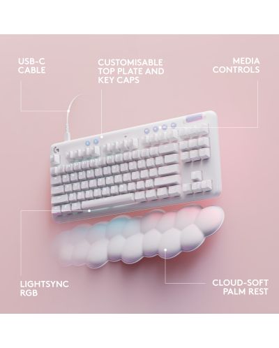 Механична клавиатура Logitech - G713, Tactile RGB, US, Off White - 8