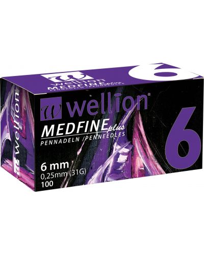 Medfine plus Игли за инсулинови писалки, 6 mm, 100 броя, Wellion - 1
