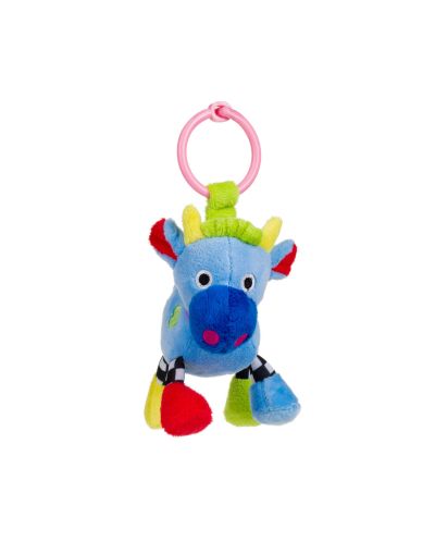Мека дрънкаща играчка Canpol - Crazy Animals, синя кравичка - 1