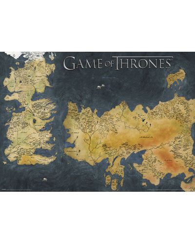 Плакат с метален ефект - Game of Thrones (Westeros and Essos Antique Map)