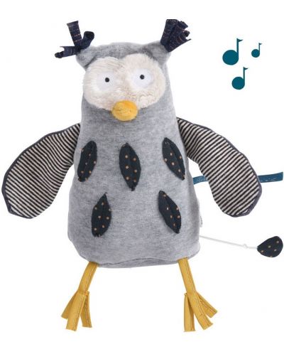 Мека играчка Moulin Roty Les Moustaches - Музикален бухал