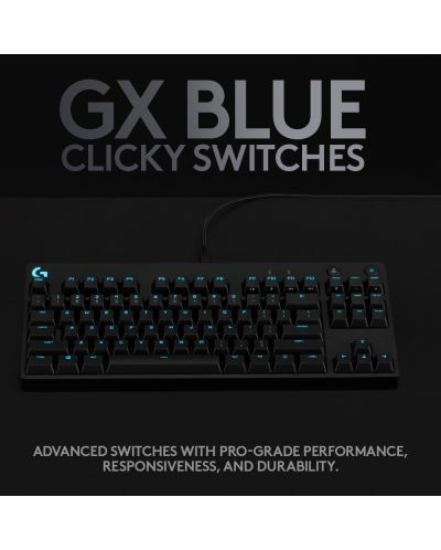 Механична клавиатура Logitech - G PRO KB Clicky, GX Blue, RGB, черна - 4