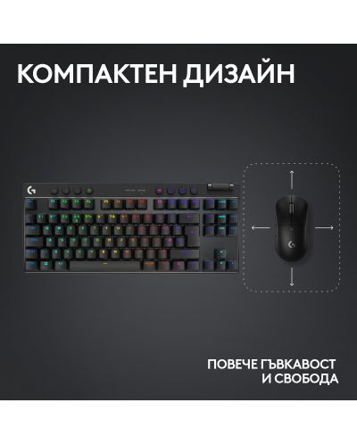 Механична клавиатура Logitech - G Pro X TKL, безжична, GX, черна - 7