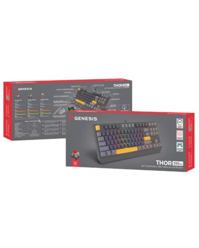 Механична клавиатура Genesis - Thor 230 TKL, Outemu Red, RGB, Anchor Gray Positive - 7