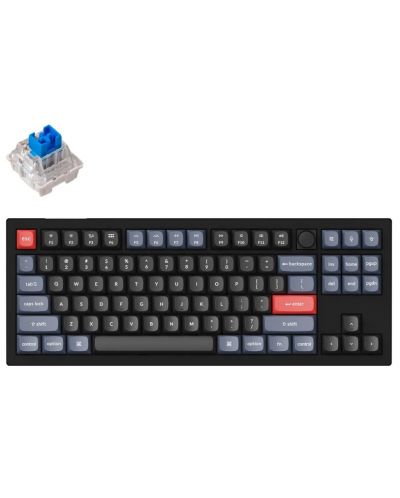 Механична клавиатура Keychron - V3 TKL Knob QMK, Blue, Carbon Black - 1