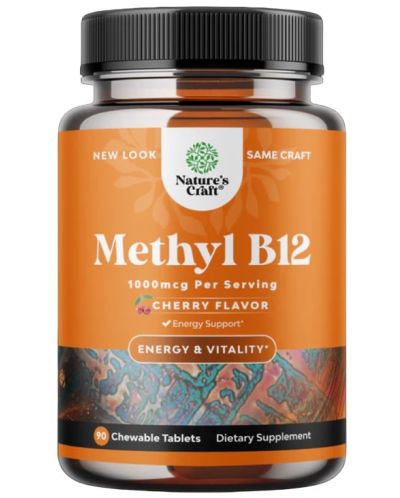 Methyl B12, 1000 mg, 90 дъвчащи таблетки, Nature's Craft - 1