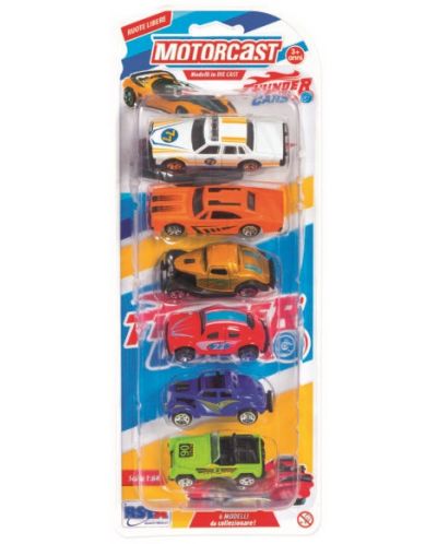 Метални колички RS Toys - Motorcast, 6 броя, 1:64 - 1