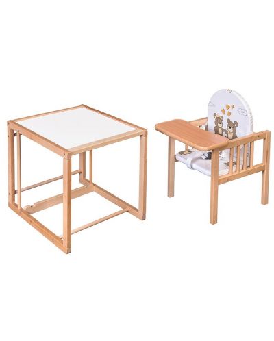 Мека подложка за дървено столче за хранене New Baby - Мече - 3