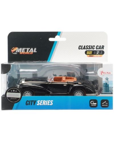 Метален автомобил Toi Toys - Classic, ретро кабриолет, 1:35, черен - 2