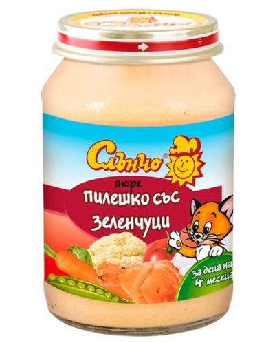 Месно-зеленчуково пюре Слънчо - Пилешко със зеленчуци, 190 g - 1