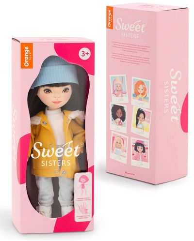 Мека кукла Orange Toys Sweet Sisters - Лилу с парка в цвят горчица, 32 cm - 2
