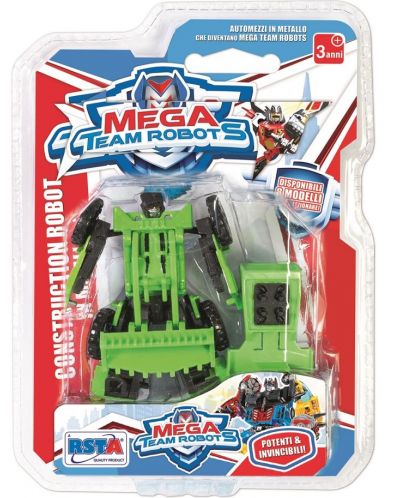 Метална играчка RS Toys - Мини трансформер, зелен багер - 1