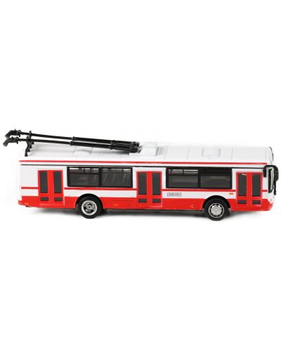 Метален тролейбус Rappa - 16 cm, червено-бял - 3