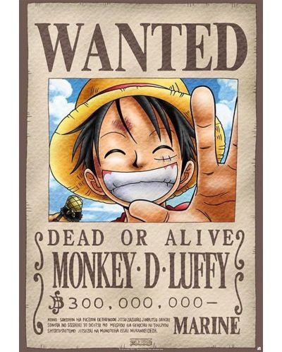 Метален постер ABYstyle Animation: One Piece - Luffy Wanted Poster - 1