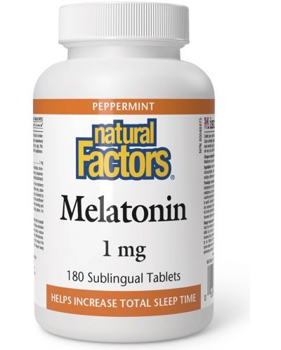 Melatonin, 1 mg, 180 сублингвални таблетки, Natural Factors - 1