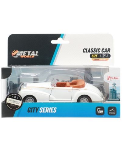 Метален автомобил Toi Toys - Classic, ретро кабриолет, 1:35, бял - 2