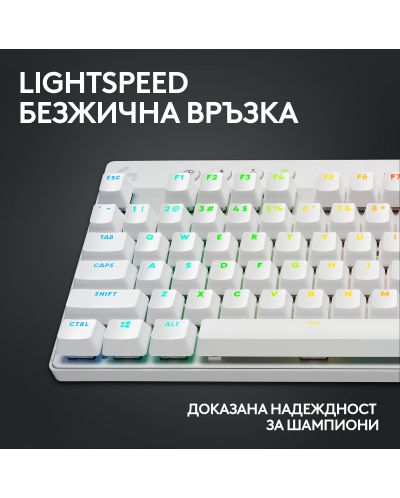 Механична клавиатура Logitech - G Pro X TKL, безжична, GX, бяла - 3