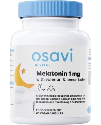 Melatonin with Valerian & Lemon Balm, 60 капсули, Osavi - 1
