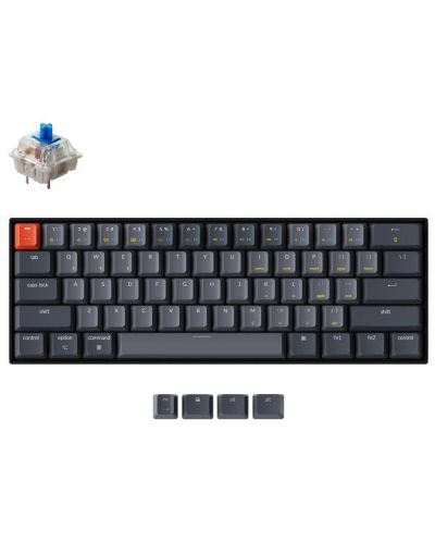 Механична клавиатура Keychron - K12 H-S, White LED, Gateron Blue, сива - 2