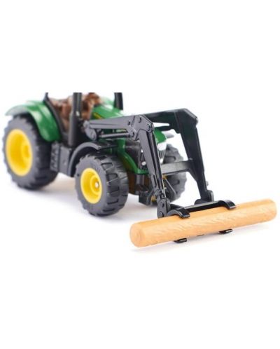 Метална играчка Siku - Трактор с щипки John Deere, зелен - 3
