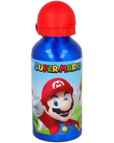 Метална бутилка Stor Super Mario - 400 ml - 1