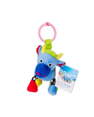 Мека дрънкаща играчка Canpol - Crazy Animals, синя кравичка - 3