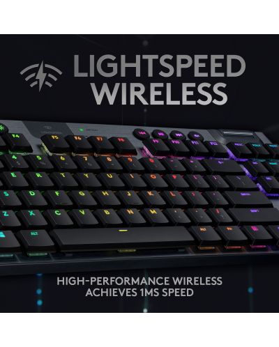 Механична клавиатура Logitech - G915 TKL, Linear, RGB, черна - 3