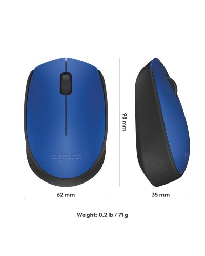 Мишка Logitech - M171, оптична, безжична, синя - 9