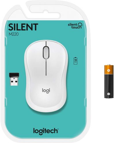 Мишка Logitech - M220 Silent, оптична, безжична, бяла - 8