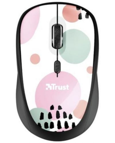 Мишка Trust - Yvi, оптична, безжична, Pink Circles - 1