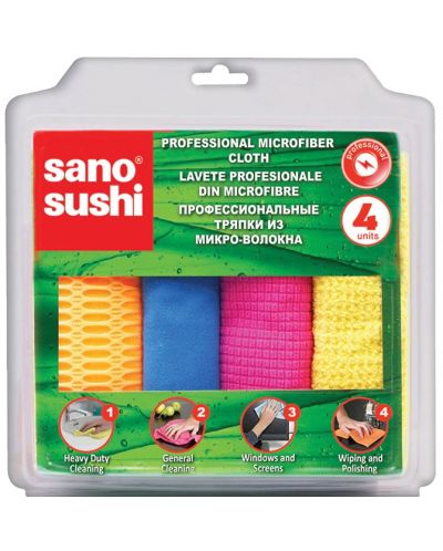 Микрофибърни кърпи Sano - Sushi Professional, 4 броя - 1