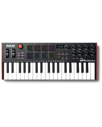 MIDI контролер Akai Professional - MPK Mini Plus, черен/червен - 1