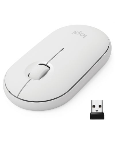 Мишка Logitech - Pebble M350, оптична, безжична, бяла - 1