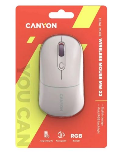 Мишка Canyon - MW-22, оптична, безжична, Rice - 6