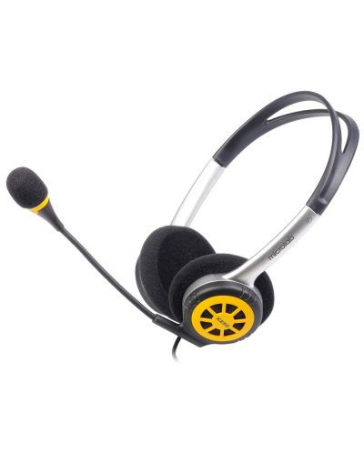 Слушалки с микрофон Microlab - K250, черни/жълти - 2