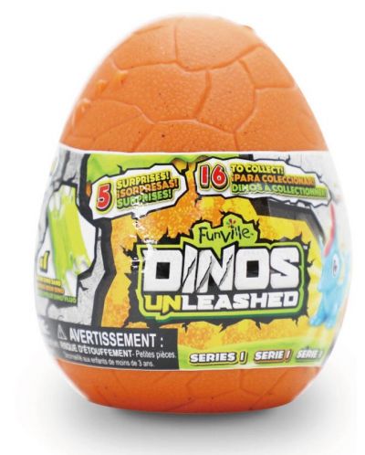 Мини динозавър в яйце Funville Dinos Unleashed - С 5 изненади, асортимент - 1