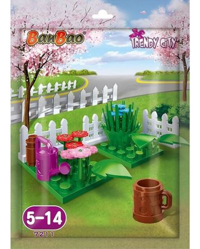 Мини конструктор BanBao - Градина с цветя, 25 части - 1