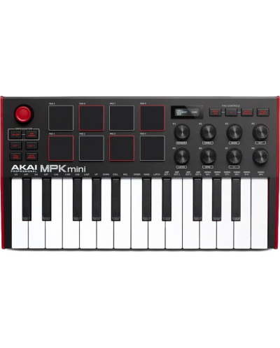 MIDI контролер-синтезатор Akai Professional - MPK Mini 3, бял/червен - 1