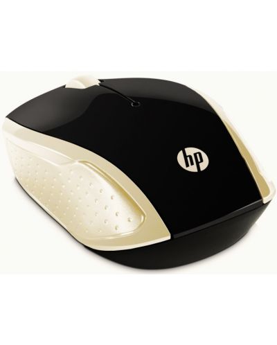 Мишка HP - 200 Silk Gold, оптична, безжична, черна/златиста - 2