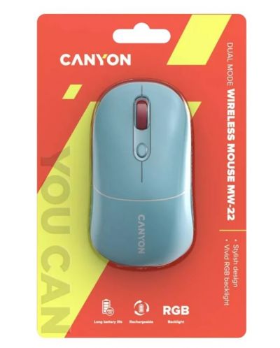 Мишка Canyon- MW-22, оптична, безжична, Dark Cyan - 6