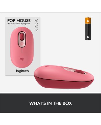 Мишка Logitech - POP, оптична, безжична, розова - 8