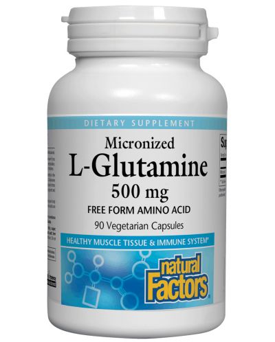 Micronized L-Glutamine, 500 mg, 90 капсули, Natural Factors - 1