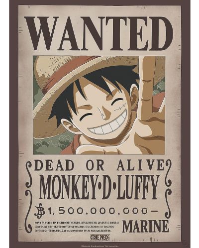Мини плакат GB eye Animation: One Piece - Luffy Wanted Poster - 1