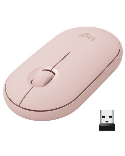 Мишка Logitech - Pebble M350, оптична, безжична, розова - 1