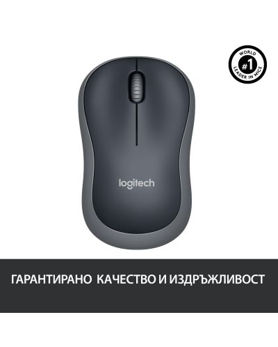 Мишка Logitech - M185, оптична, безжична, сива - 6