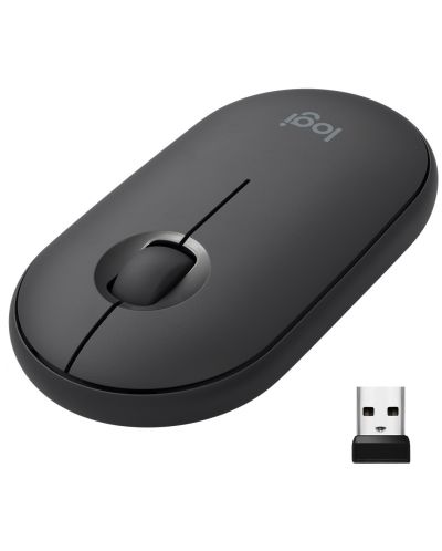 Мишка Logitech - Pebble M350, оптична, безжична, черна - 1