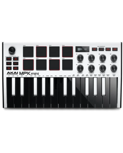 MIDI контролер-синтезатор Akai Professional - MPK Mini 3, бял - 1